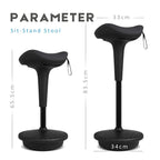 IWMH Ergonomischer Arbeitshocker, Hochverstellbare Stehhilfe, Atmungsaktiver Sitz-Steh-Hocker 360° Drehbar, Ergonomische Stehhocker Büro(Schwarz)