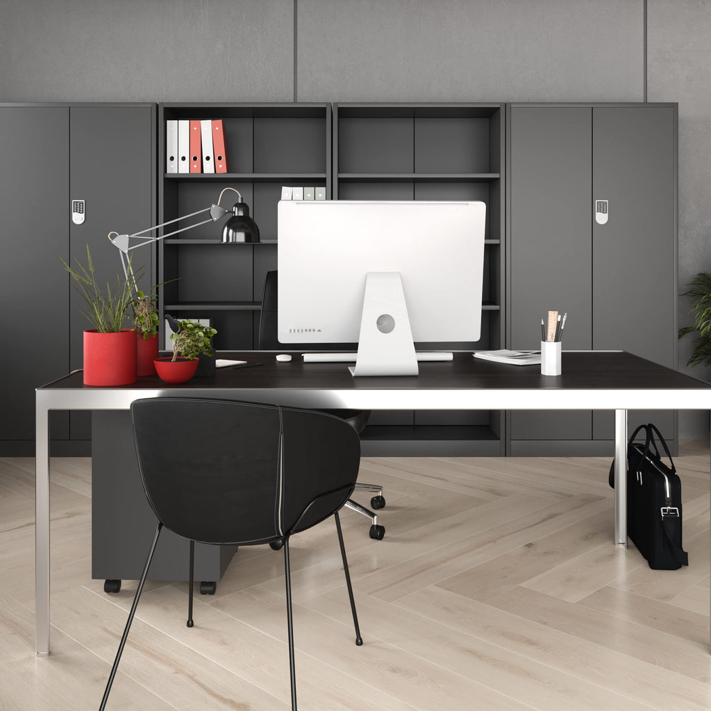 Aktenschrank mit Zahlenschloss C003 Metallschrank Stahlschrank Pulverbeschichtung 185 cm x 90 cm x 40 cm (Anthrazit)