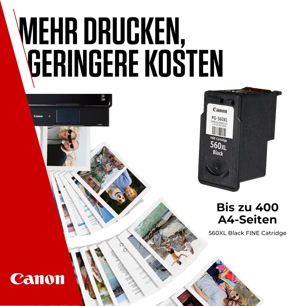 Canon Tinte - PG-560XL Original Drucker Tintenpatrone Schwarz mit hoher Reichweite - Druckt bis zu 400 A4-Seiten (1 x druckerpatrone)