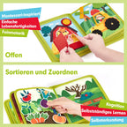 Hahaland Montessori Spielzeug ab 1 Jahr – Quiet Book mit Bauernhof Thema, 20-in-1 Busy Board Weichem Filz für Frühe Bildung,Busy Book für Autofahrten, Geschenk Spielzeug ab 1 2 3 4 Jahre Mädchen Junge