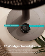 Duux Whisper 2 Standventilator Leise - Sparsamer DC-Motor mit 26 Geschwindigkeiten - Ventilator Höhenverstellbar (73-95cm) - Horizontale + Vertikale Oszillation - Grau
