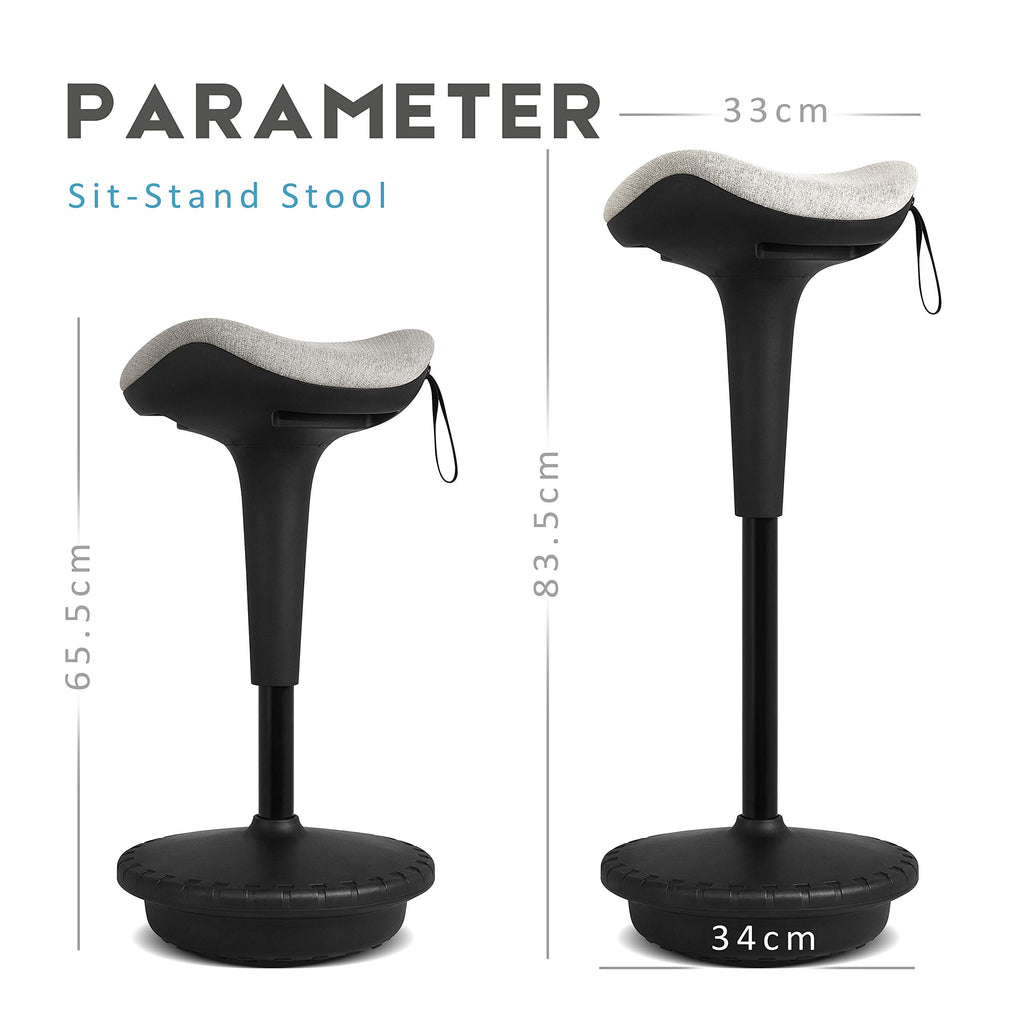 IWMH Ergonomischer Arbeitshocker, Hochverstellbare Stehhilfe, Atmungsaktiver Sitz-Steh-Hocker 360° Drehbar, Ergonomische Stehhocker Büro, Grau (Grau)