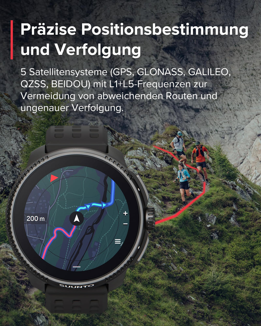 SUUNTO Race Sportuhr - Outdoor Smartwatch, 1,43" Helles AMOLED Display mit Saphirglas, Bequeme Uhrenkrone & Tasten Bedienung, Präzise Zweifrequenz GPS, Lange Akkulaufzeit, 100m Wasserdicht