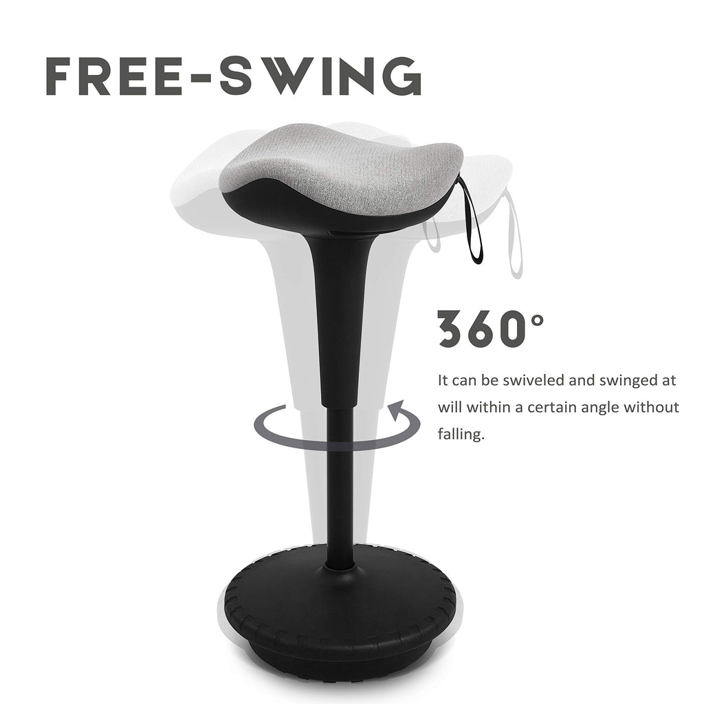 IWMH Ergonomischer Arbeitshocker, Hochverstellbare Stehhilfe, Atmungsaktiver Sitz-Steh-Hocker 360° Drehbar, Ergonomische Stehhocker Büro, Grau (Grau)