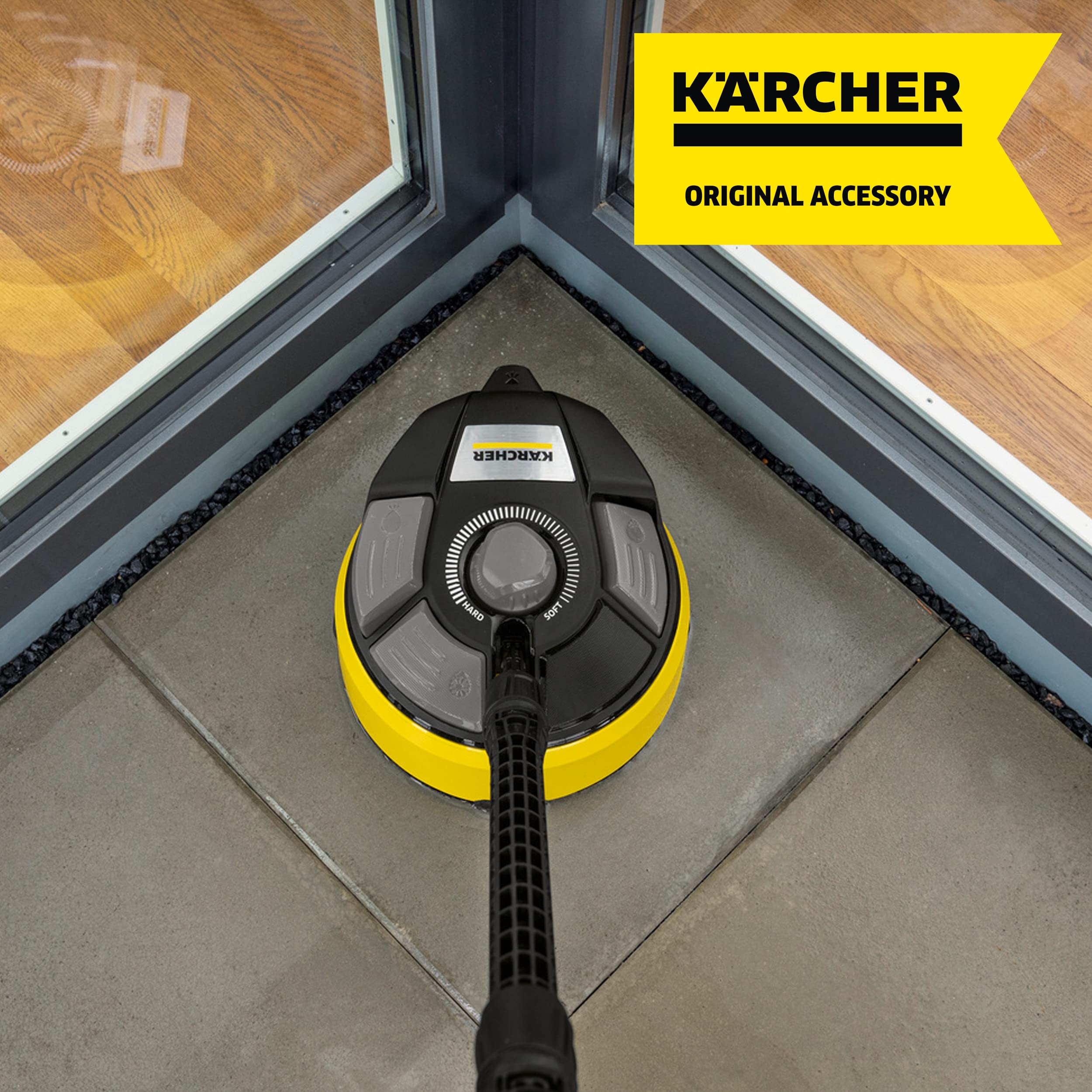 Kärcher Flächenreiniger T-Racer T 7 Plus (Spritzwasserschutz, für große Flächen, zwei Flachstrahldüsen, Handgriff für senkrechtes arbeiten, Powerdüse, Spüldüse)