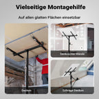 Wiltec XXL Plattenheber bis max. 68 kg, Höhe 140-350 cm, max. Breite 2,90 m, Trockenbau Montagehilfe 1-Mann-Bedienung, 3 Räder mit Feststellbremse, schwarz
