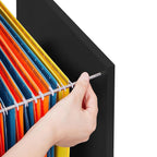 Yaheetech Rollcontainer, Aktenschrank, Büroschrank mit 5 Rollen, 3 Schubladen und 2 offenen Fächern, Industrie-Design, für Dokumente, Schwarz