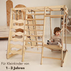 Goodevas Verbessert 9-in-1 Klettergerüst Indoor für Kinder, Montessori Klettergerüst mit Rutsche, Schaukel, Kletterwand, Kletterdreieck – Spielplatz für Kinderzimmer