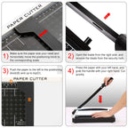 COOCHEER A4 Papierschneider Fotoschneider Profi Hebelschneider Papierschneidemaschine Schneidegerät Bindegerät Schrottmaschineider für Schule & Büro, Schwarz