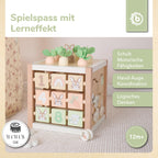 Bieco Motorikwürfel Hase Fine XXL nachhaltiges Holz FSC® | Spielwürfel Baby | Motorikwürfel ab 1 Jahr Activity Würfel Activity Center Montessori