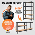 Monzana® 2X Schwerlastregal 180x90x40cm Schwarz Montagematerial 1750kg 10 MDF-Platten Kellerregal Lagerregal Steckregal Metallregal Werkstattregal