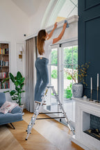 DRABEST Trittleiter Klapptritt Alu Leiter Klappbar Beidseitig Mehrzweckleiter 2 x 6 Stufig bis 125 kg Belastbar