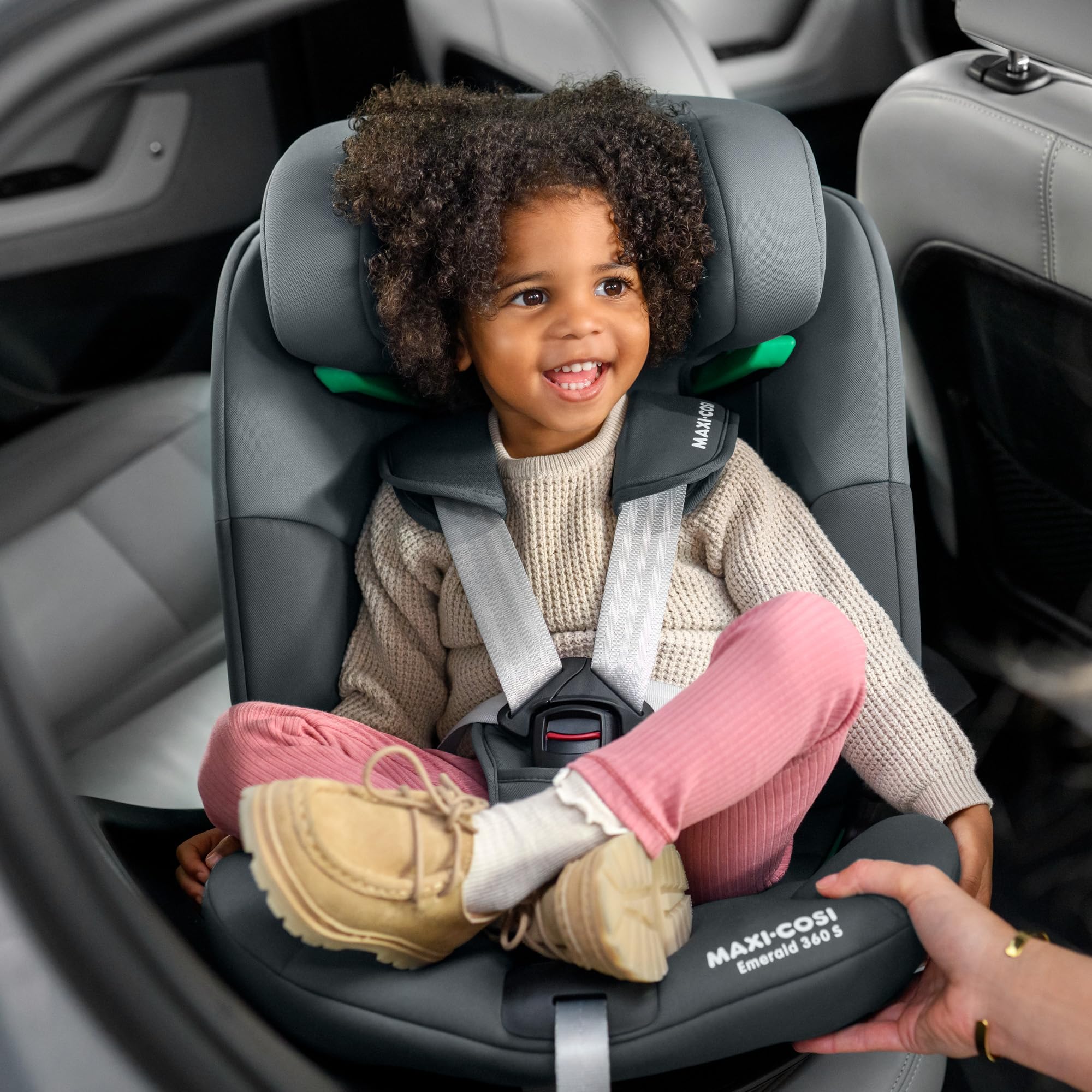 Maxi-Cosi Emerald 360 S i-Size, Autositz 360 Grad Drehbar, 0–12 Jahre (40–150 cm), Mitwachsender Kindersitz 0-36kg, ISOFIX-Kindersitz, 4 Liegepositionen, G-CELL Seitenaufprallschutz, Tonal Graphite