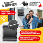 KESSER® XXL Briefkasten Edelstahl mit Zeitungsfach, gebürstet, 3X Schlüssel abschließbar, Pulverbeschichtet, Wandmontage, groß Front-Einwurf: DIN C4 = DIN A4, inkl. Montagematerial, Schwarz