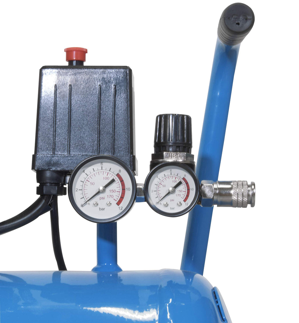 Güde Kompressor Airpower 150/8/24 SILENT (ölfrei, flüsterleise, max. 8 bar, 1100 W, 24 l Kessel , eff. Liefermenge 130 l/min, Druckminderer, 2x Manometer, Sicherheitsventil & Wasserablassschraube)
