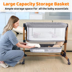 Growaystory 3 in 1 Baby-Beistellbett, Babybett mit Weich Matratze, Sicher Getestet & Vielseitig Einsetzbar, 7-Fach Höhenverstellung, Faltbare Seitenwand mit Rollen für Zuhause und Unterwegs