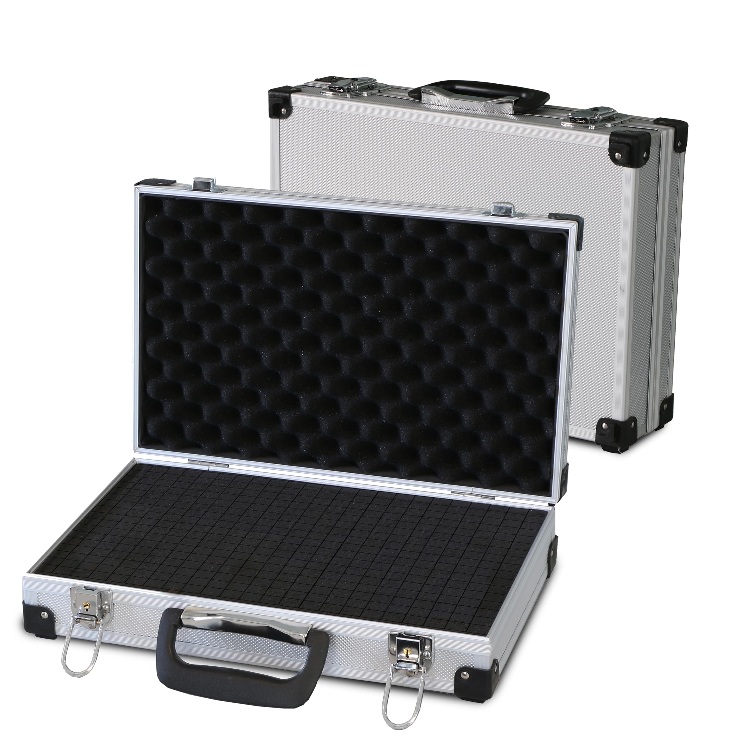 PeakTech Alukoffer P 7260 – abschließbarer Universal-Transportkoffer mit Würfelschaumstoff – tragbarer Fotokoffer – robuster Alu Koffer mit Schutz vor Regen und Staub – groß (370 x 230 x 80mm)