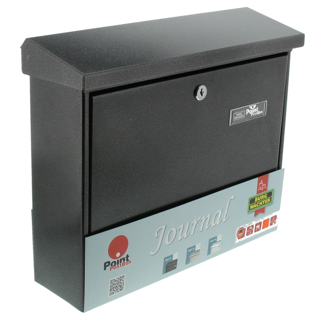 Burg Wächter Briefkasten, A4 Einwurf-Format, EU Norm EN 13724, Inkl. 2 Schlüsseln, Verzinkter Stahl, Journal 5867 E, Eisen, Stahl Eisenfärbig