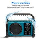 MEDION E66877 DAB+ Baustellenradio (Robustes Gehäuse, Spritzwassergeschützt (IP44), Bluetooth 5.0, PLL UKW Radio, LED-Arbeitslicht, Akku- und Netzbetrieb) blau