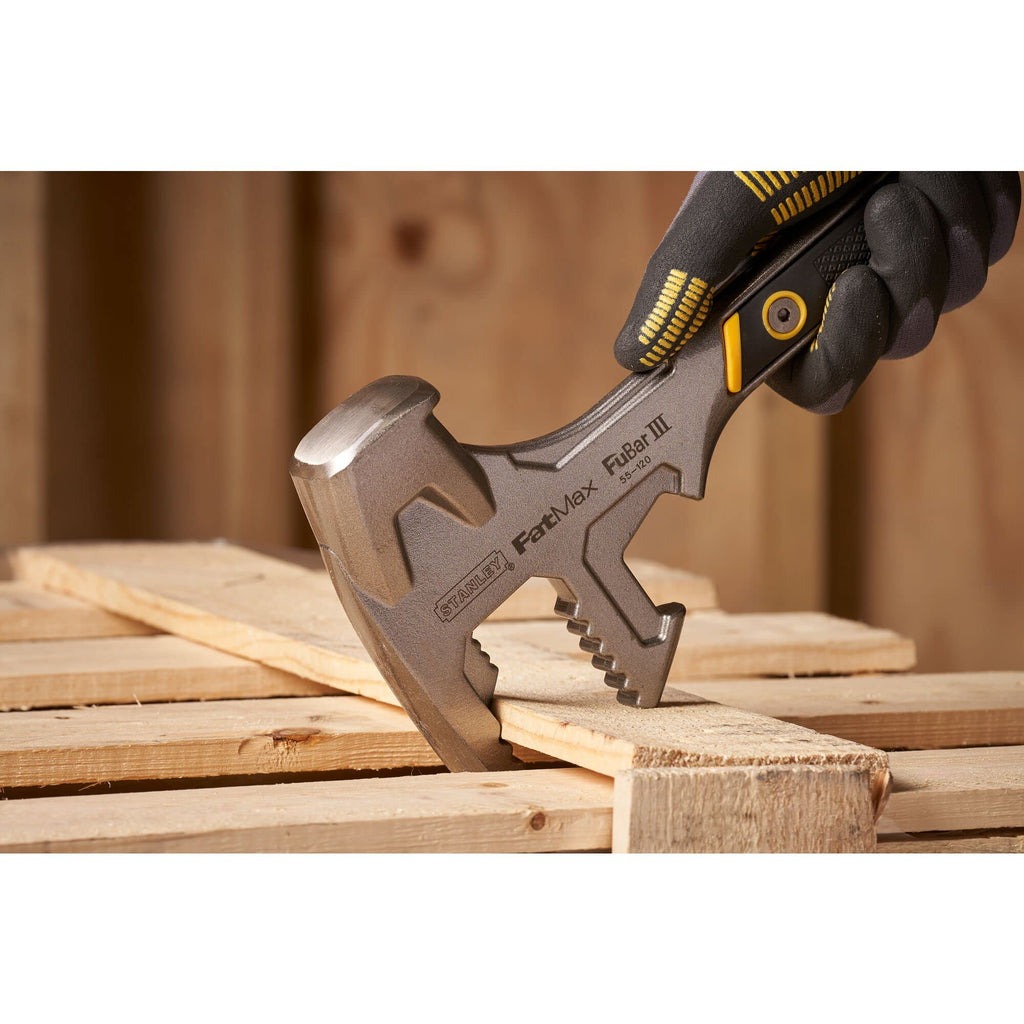 STANLEY FatMax Abbruchwerkzeug Brecheisen Stemmeisen Fubar III (5-in-1 Abbruchwerkzeug, Vorschlaghammer, Nagelschlitz, Backen für Hölzer, Stemmeisen) 1-55-120