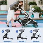 ENERHUB Buggy Board mit Sitz, Buggy Board für alle Kinderwagen, Trittbrett Mitfahrbrett universal, Kiddy Board für Kinder von 2-6 Jahren, Bearing 25KG (Schwarz)