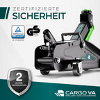 CargoVA Rangierwagenheber 2T hydraulisch | TÜV-Zertifiziert | Hubhöhe 130-330mm | Ideal für PKW & SUV zum Reifenwechsel