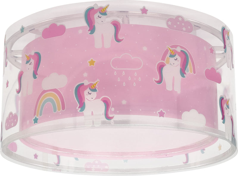 Dalber Deckenleuchte für Kinder Einhörner Tiere Unicorns, Deckenlampe Kinderzimmer, Rosa