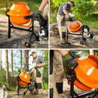 EBERTH 65L Betonmischer Elektrisch Mobil, 220W Motor, Gestell, Trommel und Zahnkranz aus Stahl, feststellbares Handrad, breite Fußplatte, Profi Zementmischer, Trommel schwenkbar, Einfache Bedienung