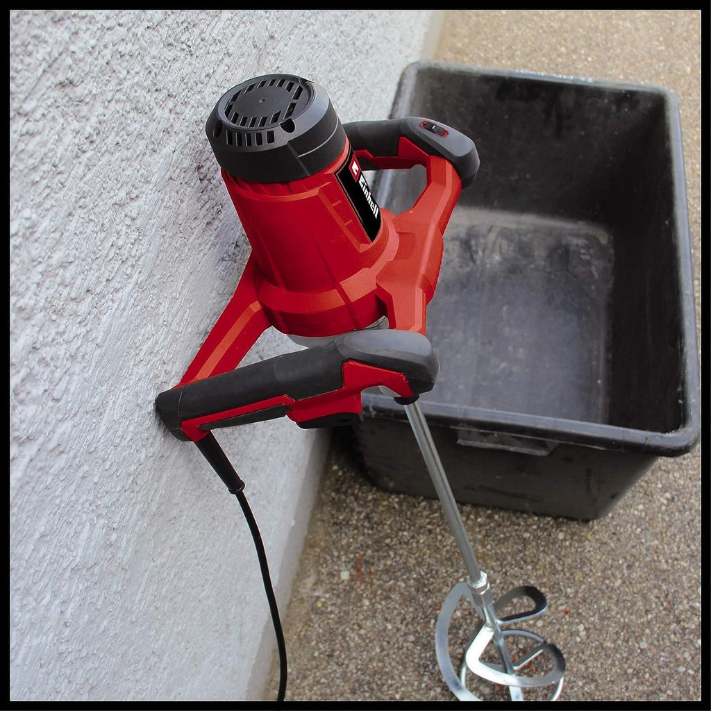 Einhell Farb-Mörtelrührer TC-MX 1400-2 E (1400 W, 0-780 1/min Drehzahl, M14 Rühreraufnahme, Drehzahlelektronik, Aluminium-Getriebegehäuse, inkl. Rührer)