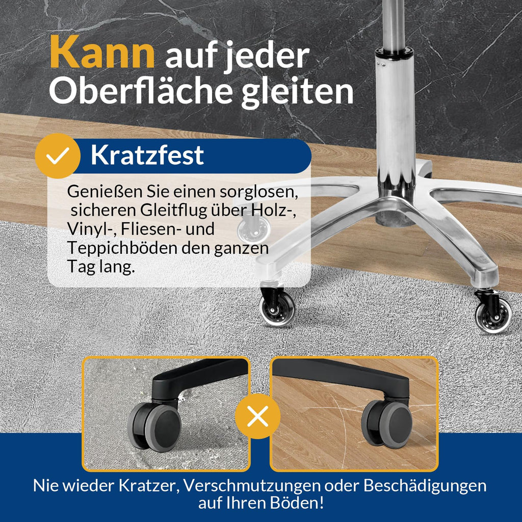 COSYLAND Bürostuhl Rollen 5er Set, 11mm x 22 mm Rollen für Bürostühle, Strapazierfähige Bürostuhl Rollen Parkett, Sehr leise Schreibtischstuhl rollen, Passend für 99% aller Bürostühle