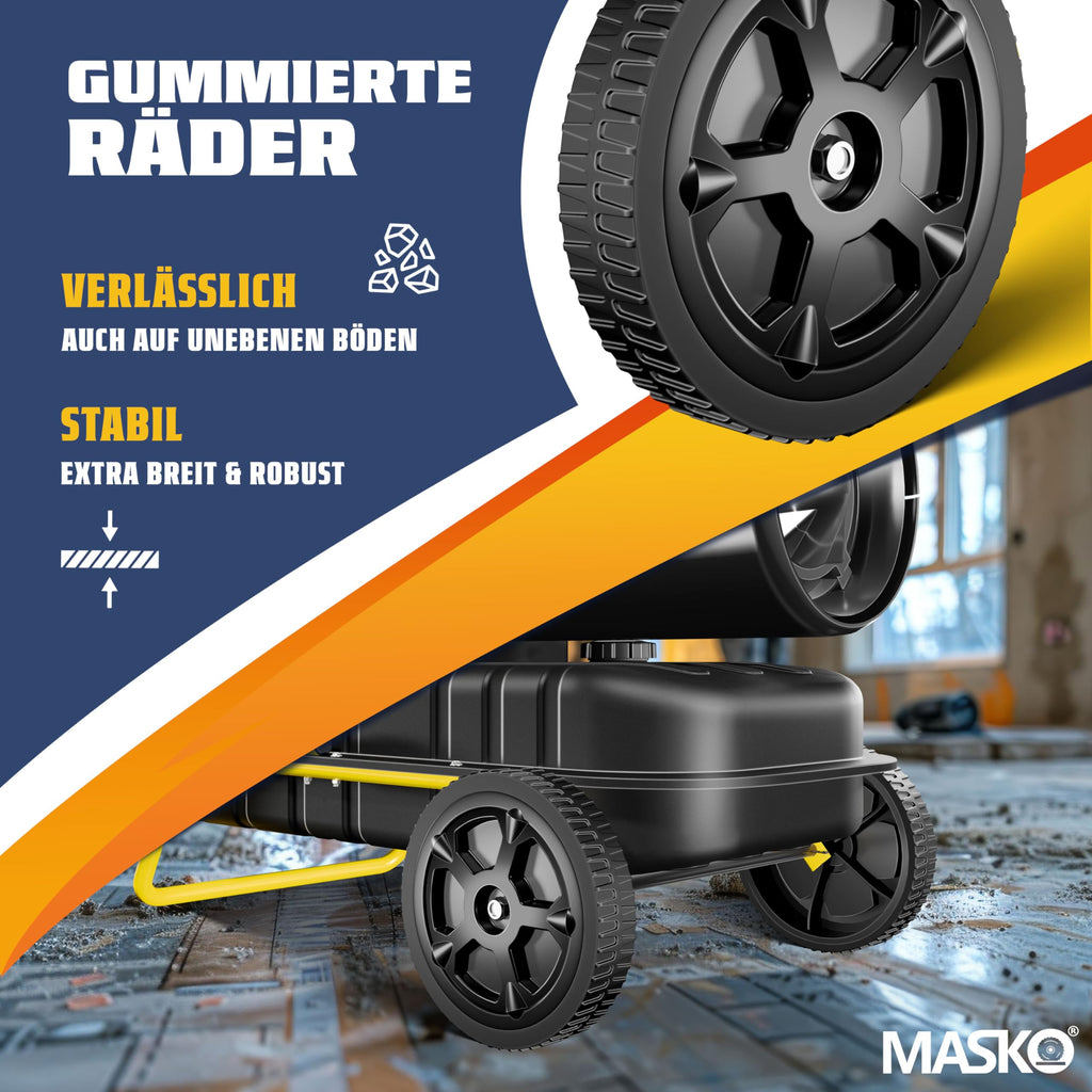 MASKO® Heizkanone 30kW Diesel Bautrockner Bauheizer Heißluftgenerator Heizgebläse 38L Tank mit Thermostat Ölheizer Luftstrom 750m³/h/Stunde Ölbeheizung Heizlüfter Heizstrahler Schwarz