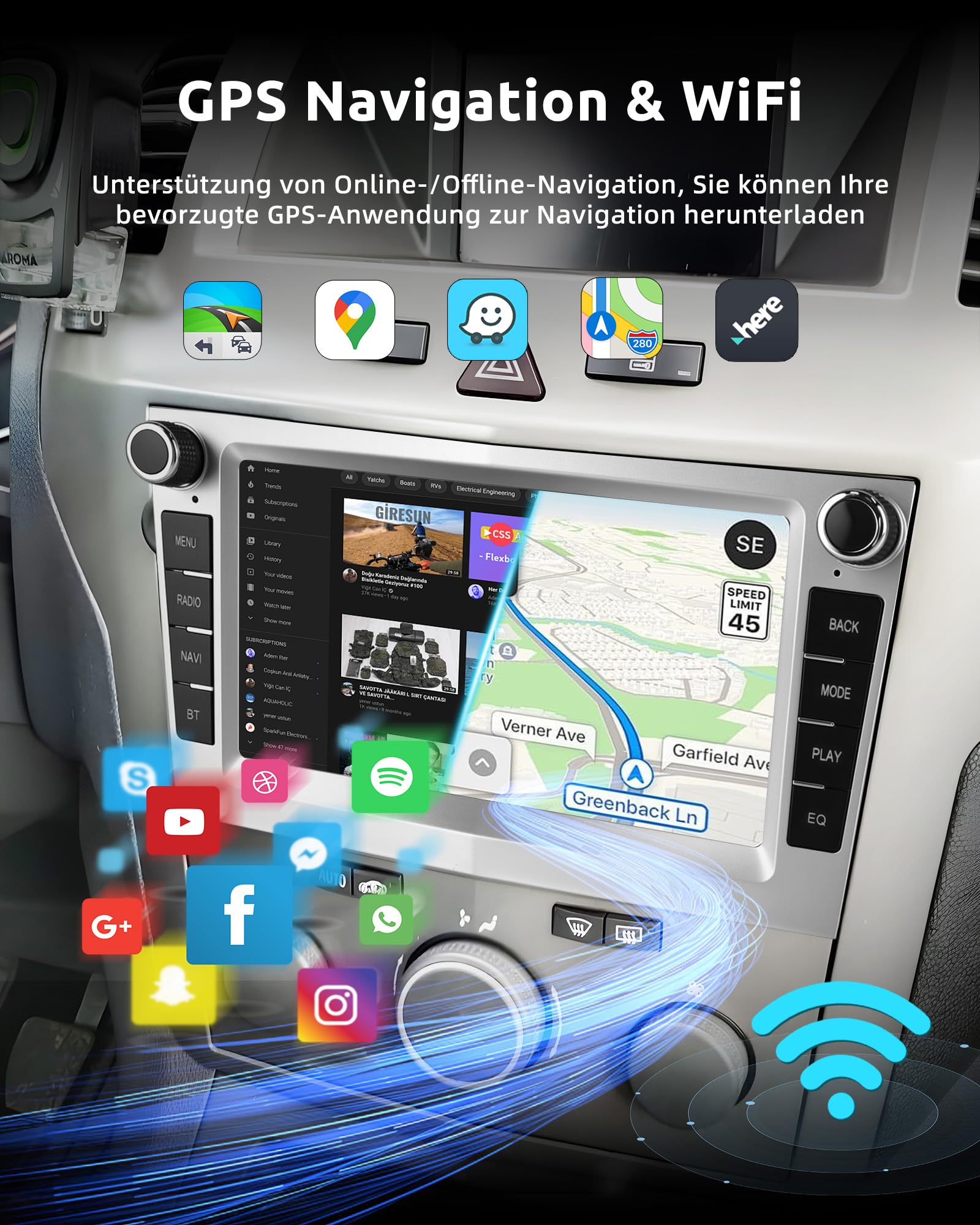 ESSGOO 4+64G Drahtloses Autoradio und Android Auto CarPlay Für Vauxhall Opel Corsa C/D Zafira B Astra G/H Meriva Signum Combo mit 7 Zoll Touchscreen Bluetooth FM RDS GPS WiFi Silber