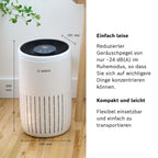 Bosch Air 4000i App-gesteuerter Luftreiniger - Für Räume bis zu 62,5 m² - Entfernt Schadstoffe - Mit 3-in-1 Luftfilter, Smart Sensor, Automatikmodus, Ruhemodus (< 25 dB(A)) - CADR: 300 m³/h