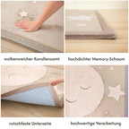 Wolkenweiche Spielmatte Baby 200x150x2,5cm, mond&Sterne – Teppich für Kinderzimmer mit hochwertigem Memory-Schaum – Krabbelmatte Baby mit Rutschfester Unterseite, Tatami Matte