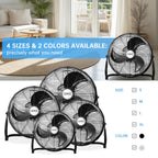 OZAVO Standventilator, Windmaschine ⌀50 cm mit 3 Laufgeschwindigkeiten, Bodenventilator Power, Tischventilator Metall, Luftkühler, verstellbare Neigungswinkel, 100W, Schwarz