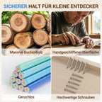 COSYLAND Klettergerüst Indoor L – Großes Kletterdreieck Set mit Kletterbogen & Rutsche – 8-in-1 Massivholz-Spielplatz für Kinder ab 18 Monaten – Kaltfarben
