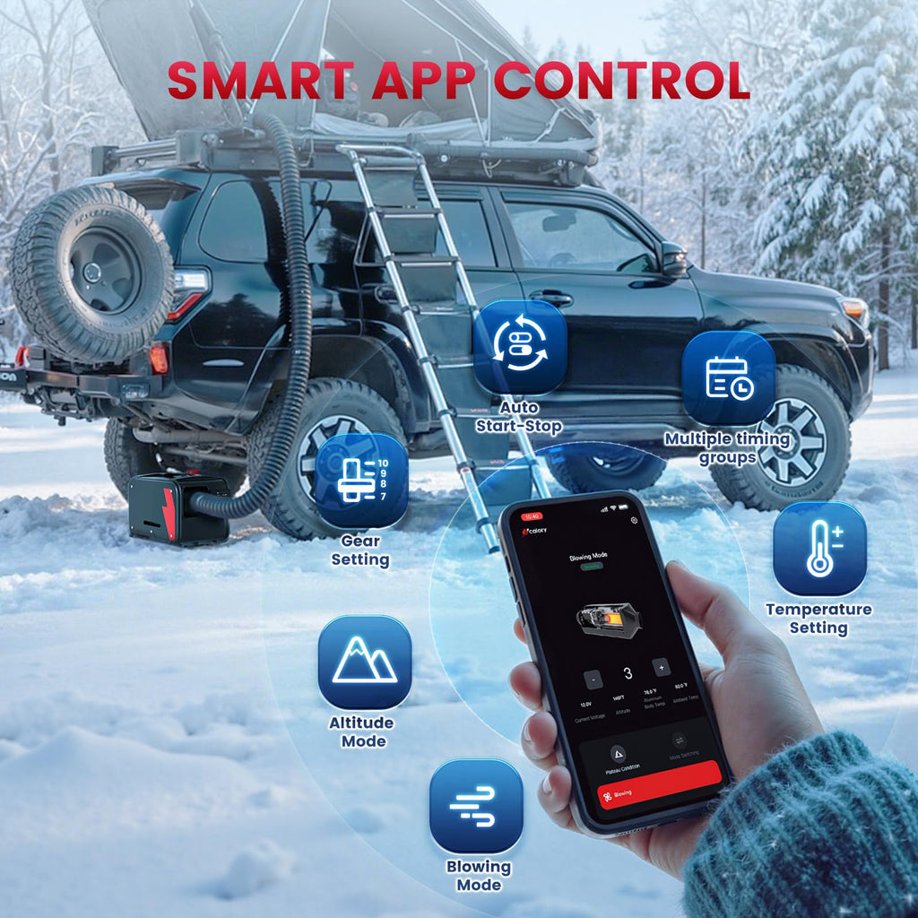 8kW Luft Dieselheizung, 12V/24V DC & 240V AC Diesel Standheizung 0,12–0,45 L/h mit APP & Adapter, 18% höhere Verbrennungseffizienz,10-Stufen-Temperaturregelung, Automatik-Start-Stopp für Auto,LKW,2025