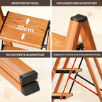 GameGem 3 Stufen Leiter, klappbarer Tritthocker mit breitem Anti-Rutsch-Pedal, leichtes und dennoch stabiles Aluminiummaterial, 150 kg Tragkraft, hübsches, modernes Aussehen für den Innenbereich