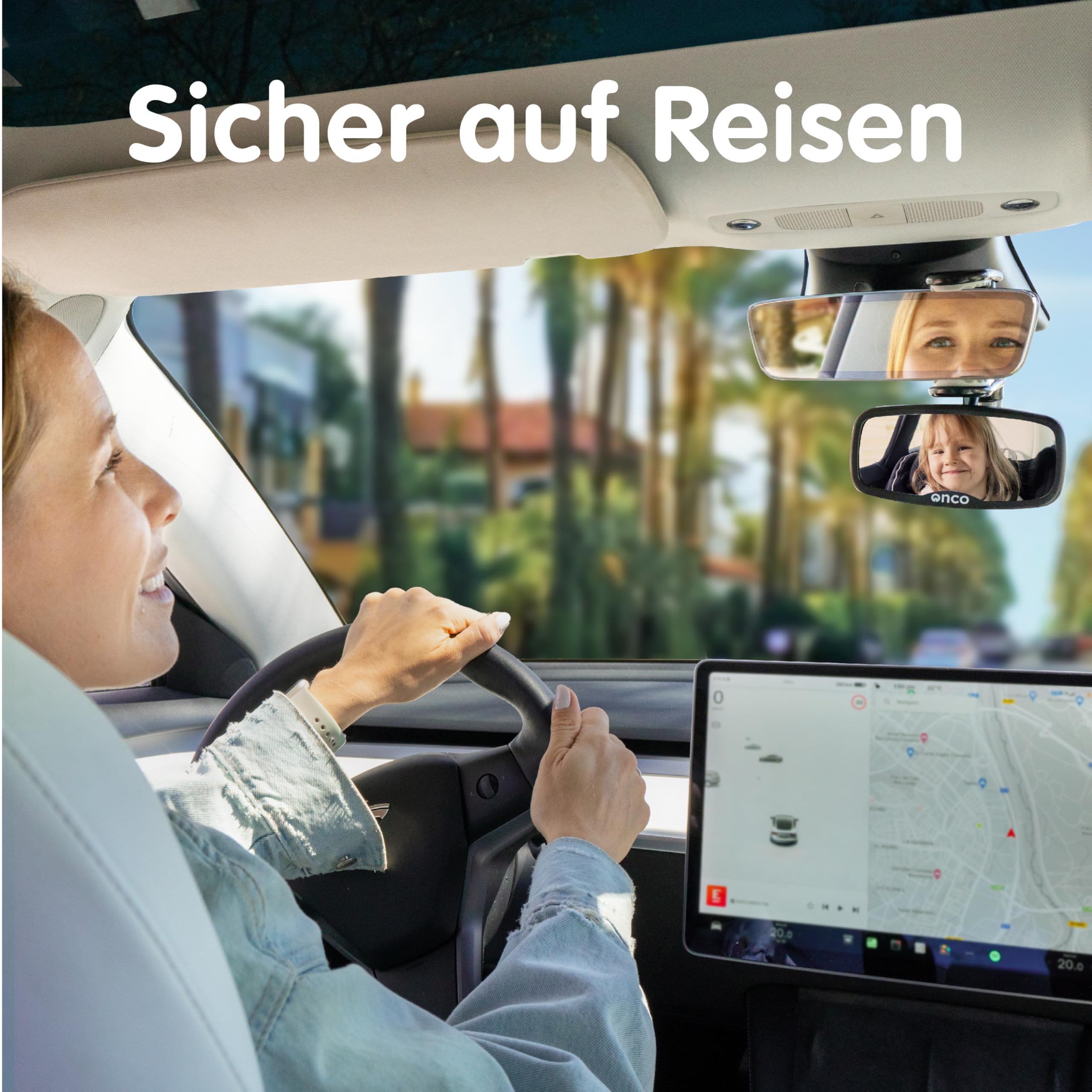 Onco Clip-On Autospiegel Baby Rücksitz - 100% Bruch- und Rüttelsicherer Baby Autospiegel für Nach Vorne Gerichtete Kindersitze, Spiegel Auto Baby Rückbank, Rückspiegel Auto, Auto Spiegel für Baby