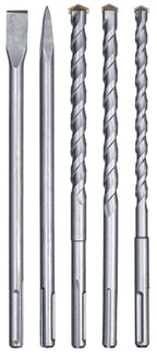 kwb SDS-Max Hammerbohrer und Meißel-Set für Bohrhammer, 5-teiliger Stein- u. Beton-Meissel/Bohrer Satz im Kunstoff-Koffer