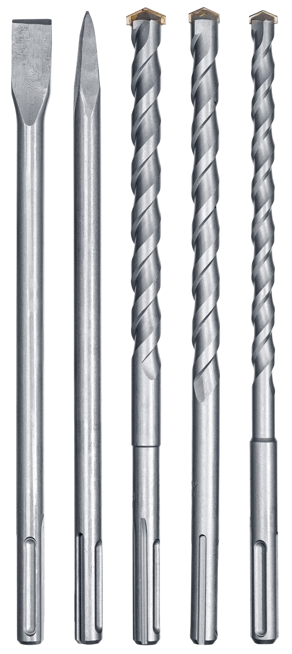 kwb SDS-Max Hammerbohrer und Meißel-Set für Bohrhammer, 5-teiliger Stein- u. Beton-Meissel/Bohrer Satz im Kunstoff-Koffer