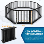 KIDUKU® 7,2 Meter Baby Laufgitter XXL klappbar inkl. Tür | Laufstall mit doppelter Sicherung | Absperrgitter für Kinder inkl. 8 Elementen | Krabbelgitter individuell formbar