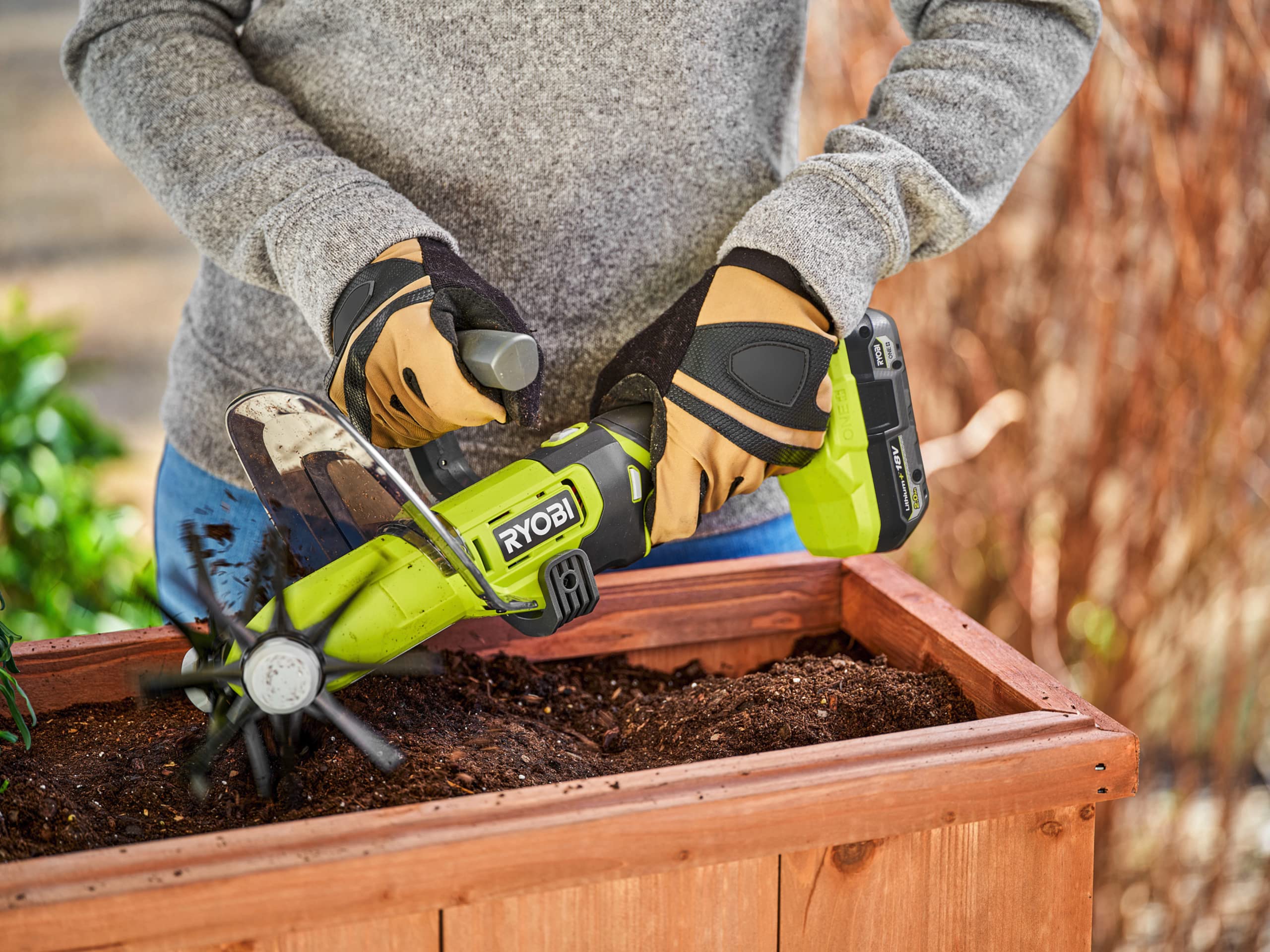 RYOBI 18 V ONE+ Akku-Kompakt-Kultivator RY18HCA-0 (5 cm Arbeitstiefe und 12 cm Arbeitsbreite, 5 cm Arbeitstiefe und 12 cm Arbeitsbreite, ohne Akku und Ladegerät)