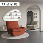 Softa Drehbarer Liegesessel, manueller Wippstuhl mit verstellbarer Beinstütze, Seitentaschen, gepolsterter Sitz und Rückenlehne, bequemes Liegesofa für Wohnzimmer, Orange