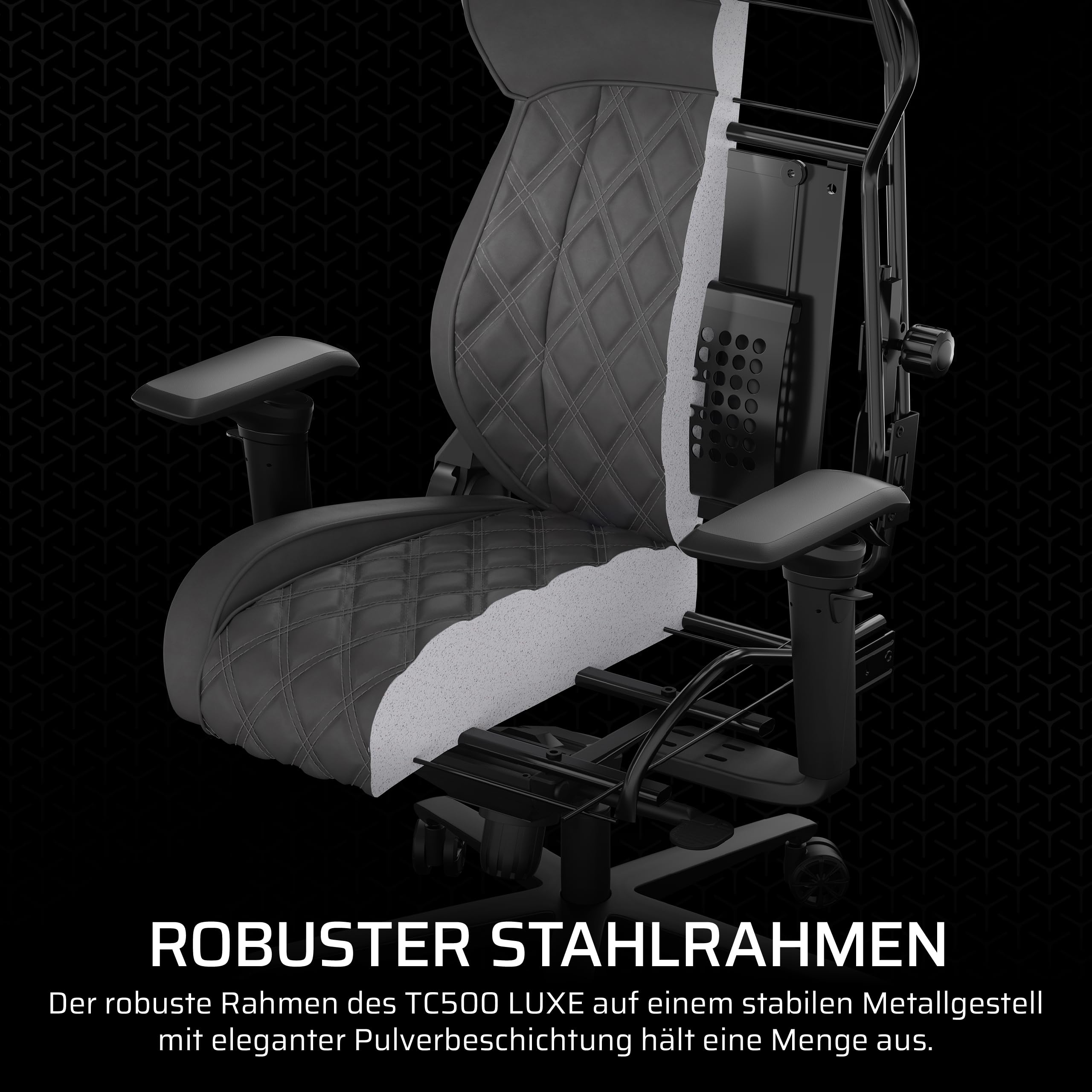 Corsair TC500 Luxe Gaming-Stuhl – Hochwertiger Atmungsaktiver Stoff – Breite Sitzfläche – In Fünf Richtungen Verstellbare Armlehnen – Verstellbare Lendenstütze – Neigung von 90–160 Grad – Schatten