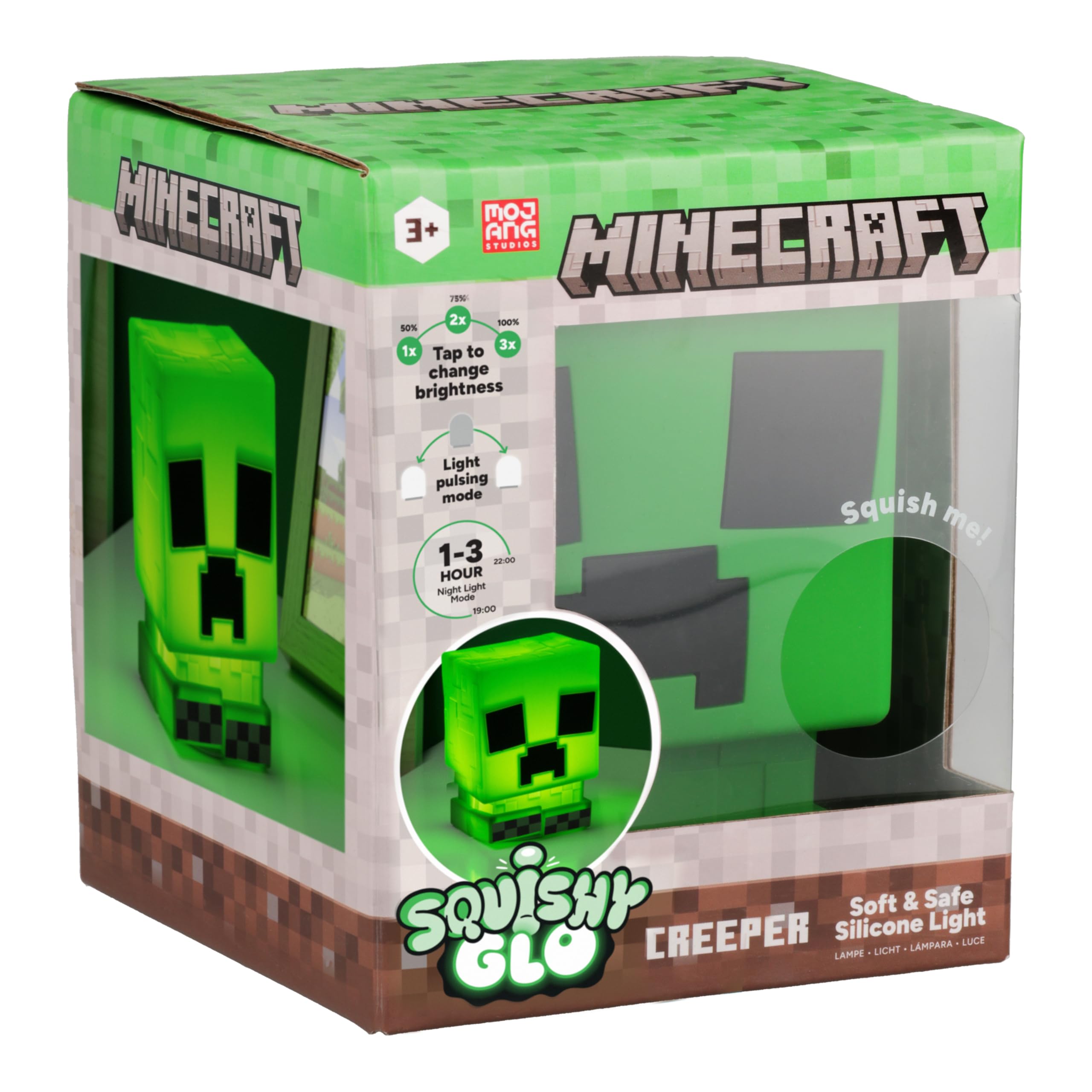 Paladone SquishyGlo Silikon-Lampe Creeper aus Minecraft, offiziell lizenziert, schnurlose, wiederaufladbare Gaming-Lampe für Kinder und Jugendliche, Schlafzimmerdekoration, Sammlerstück