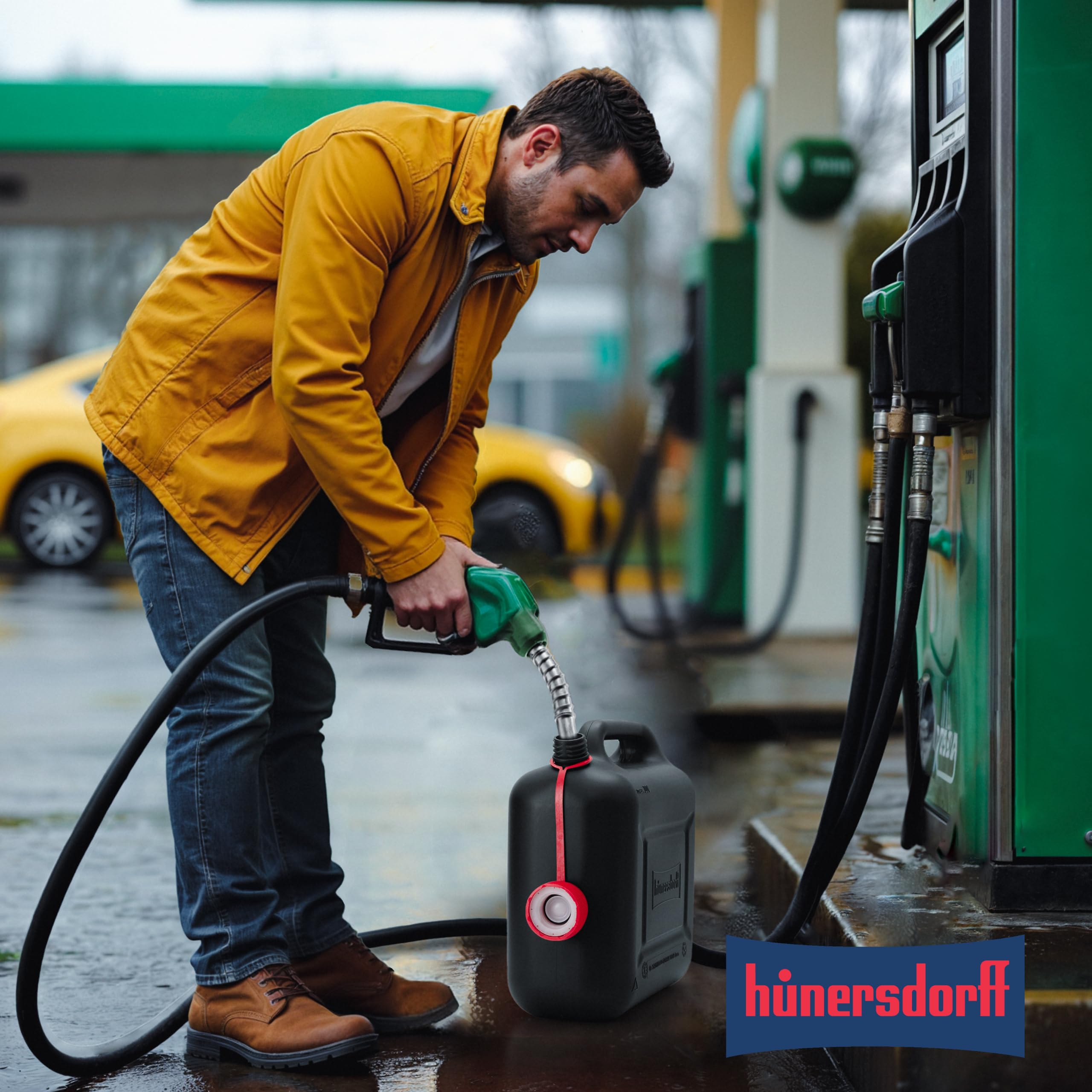 hünersdorff Kraftstoff-Kanister 812800 STANDARD 10l für Benzin, Diesel und andere Gefahrgüter, UN-Zulassung, made in Germany, TÜV-geprüfter Produktion, schwarz