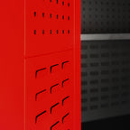 Jan Nowak Werkzeugschrank TC02AM Werkstattschrank mit Schubladen Flügeltüren Metallschrank 3 Fachböden Pulverbeschichtung 185 cm x 92 cm x 50 cm (Rot)