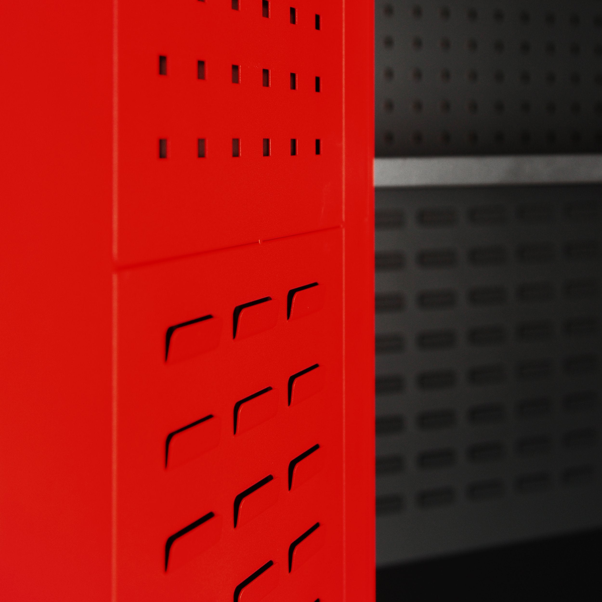 Jan Nowak Werkzeugschrank TC02AM Werkstattschrank mit Schubladen Flügeltüren Metallschrank 3 Fachböden Pulverbeschichtung 185 cm x 92 cm x 50 cm (Rot)