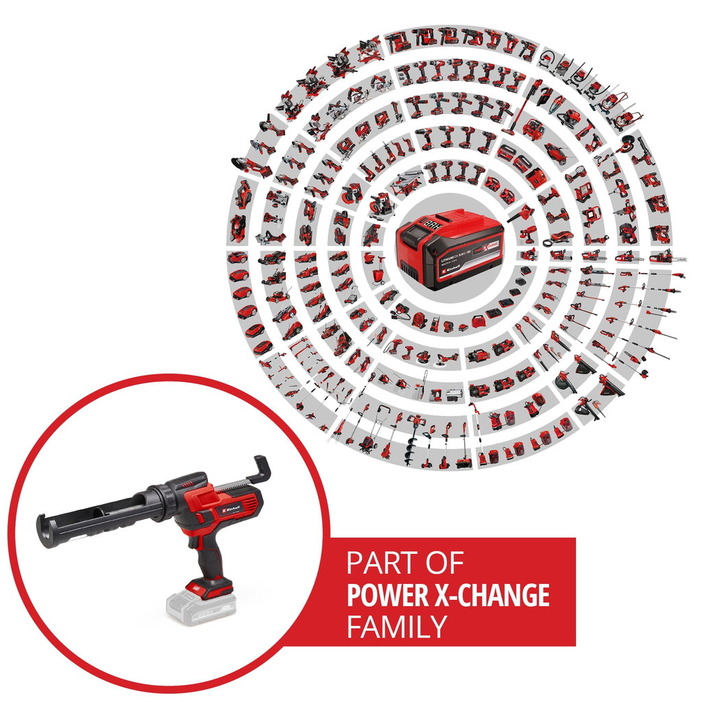 Einhell Akku-Kartuschenpistole TE-SG 18/10 Li-Solo Power X-Change (18 V, für 310 ml-Kartuschen, bis zu 2.000 N, einstellbare Drehzahl, ohne Akku)